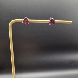 Sterling Silver Heart-shaped Red Gemstone Earrings